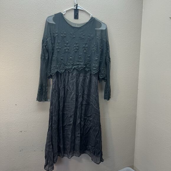 Carla Conti Silk Embroidered Tunic Sheath Dress Mini SZ S Fairy Whimsigoth Lace - Picture 8 of 9